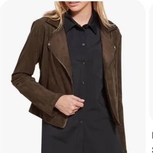 Lysse Essential Brown Vegan Suede Moto Jacket